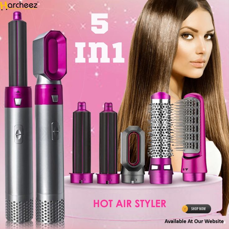 5 in 1 Hair dryer Brush - Hairdryer Hair Curler Curling - Hair Straightening - Electric Hair Comb Rotating Hot Air Brush