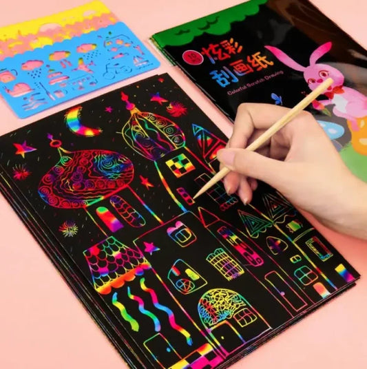 Creative Magic Color Rainbow Scratch Art Paper Imported Multicolour Scratch Book,rainbow Scratch Art For Kids Girls Boys, Black Scratch Paper
