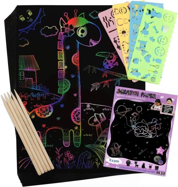 Creative Magic Color Rainbow Scratch Art Paper Imported Multicolour Scratch Book,rainbow Scratch Art For Kids Girls Boys, Black Scratch Paper