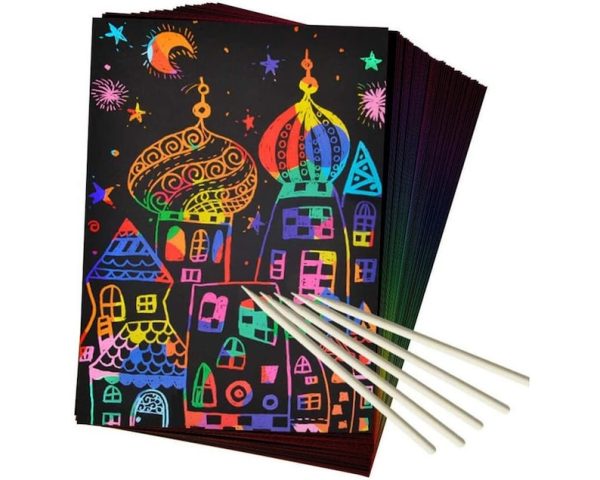 Creative Magic Color Rainbow Scratch Art Paper Imported Multicolour Scratch Book,rainbow Scratch Art For Kids Girls Boys, Black Scratch Paper